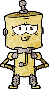 Bir insan tarafından çizilmiş çizgi film robotu