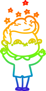 Gökkuşağı gradyanı çizimi bir insan tarafından çizilmiş heyecanlı bir çizgi film