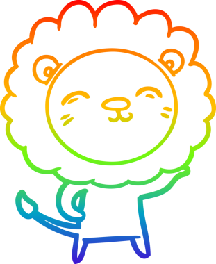 gökkuşağı gradyan çizgi çizimi bir insan tarafından çizilmiş bir aslan