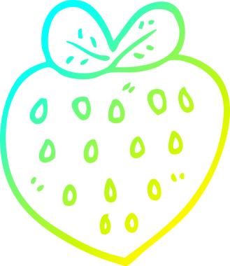 Bir insan tarafından çizilen çilek karikatürünün soğuk gradyan çizimi