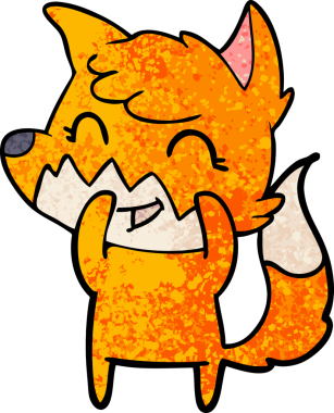 Bir insan tarafından çizilmiş mutlu çizgi film tilkisi.