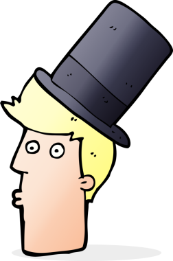 Bir insan tarafından çizilmiş silindir şapkalı bir adam.