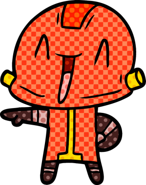 Bir insan tarafından çizilmiş çizgi film robotu