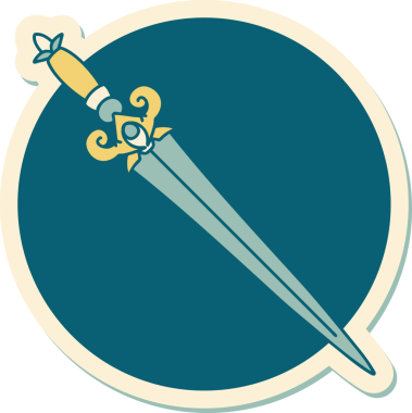 Bir insan tarafından çizilmiş geleneksel bir hançer stili dövme çıkartması.