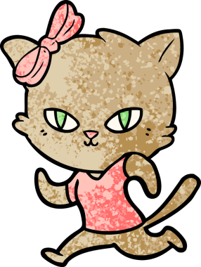 Bir insan tarafından çizilmiş şirin çizgi film kedisi.