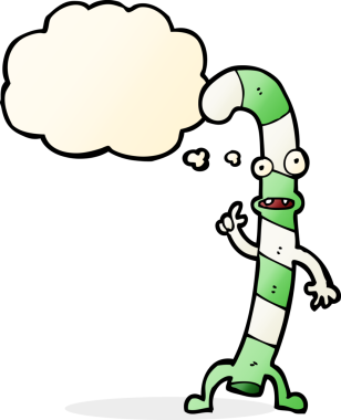 Bir insan tarafından çizilmiş düşünce balonlu Noel şekerleri.