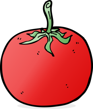Bir insan tarafından çizilmiş domates çizgi filmi.