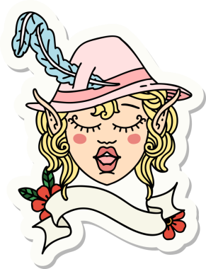 Bir insan tarafından çizilmiş bir elf şair karakteri çıkartması.