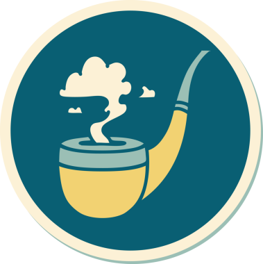 Bir insan tarafından çizilmiş sigara piposunun geleneksel stiliyle dövme çıkartması.