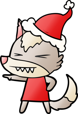 Kızgın kurt el, bir insan tarafından çizilmiş Noel Baba şapkasının gradyan çizimi.