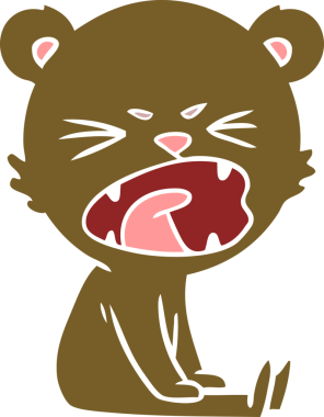 kızgın düz renkli çizgi film ayısı bir insan tarafından çizilmiş.