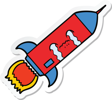 Bir insan tarafından çizilmiş ağlayan roketin çıkartması.