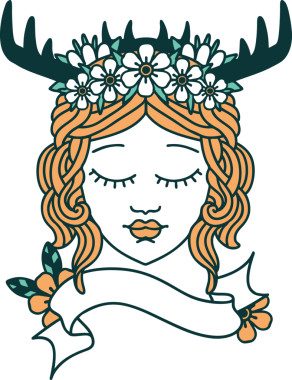 Bir insan tarafından çizilmiş Retro Dövme Tarzı İnsan Druidi