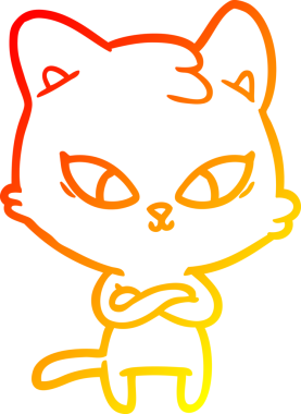 Bir insan tarafından çizilmiş sevimli bir çizgi film kedisinin sıcak çizgi çizgisi.