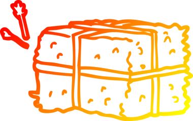 Bir insan tarafından çizilmiş bir saman balyasının sıcak çizgi çizimi