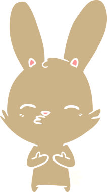 Bir insan tarafından çizilmiş tuhaf düz renkli tavşan.