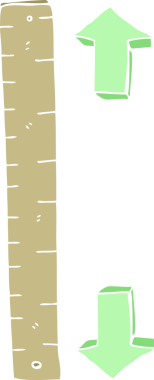 Bir insan tarafından çizilmiş tahta cetvelin düz renk çizimi
