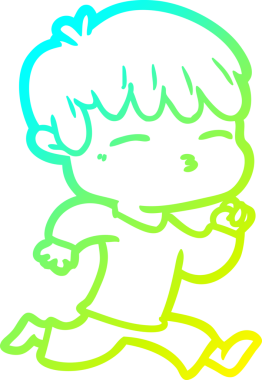 Bir çizgi film karakteri çizen soğuk gradyan bir insan tarafından çizilmiş meraklı çocuk.