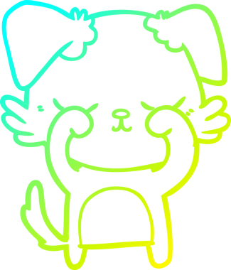 Bir insan tarafından çizilmiş şirin bir çizgi köpeğin soğuk gradyan çizgisi.