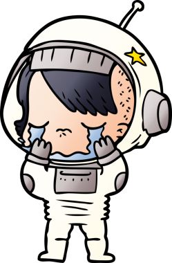 Bir insan tarafından çizilmiş ağlayan astronot kız.