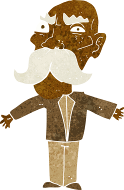 Bir insan tarafından çizilmiş kızgın yaşlı bir adam.