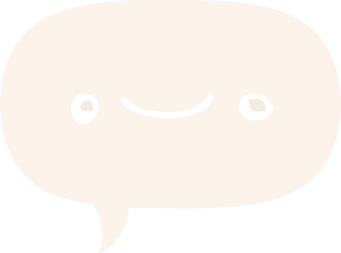 Bir insan tarafından çizilmiş eski usul konuşma baloncuklu mutlu çizgi film yüzü