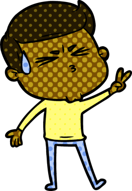 Bir insan tarafından çizilmiş terleyen çizgi film adamı.