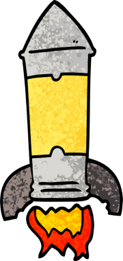 Bir insan tarafından çizilmiş grunge desenli çizim roketi.