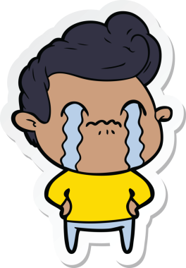 Bir insan tarafından çizilmiş, ağlayan bir çizgi film karakterinin çıkartması.