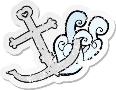 Bir insan tarafından çizilmiş karikatür çapasının gerilimli yapıştırması.