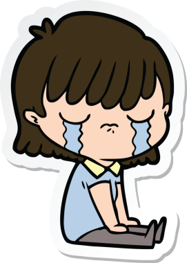 Bir insan tarafından çizilmiş, ağlayan bir karikatür kadının çıkartması.