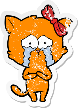 Bir insan tarafından çizilmiş karikatür bir kedinin sıkıntılı çıkartması.