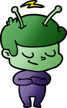 Bir insan tarafından çizilmiş dost canlısı çizgi film uzay adamı.