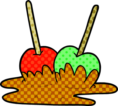 Bir insan tarafından çizilmiş elma şekeri çizgi filmi.