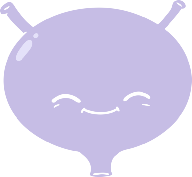 Bir insan tarafından çizilmiş düz renkli çizgi film mesanesi.