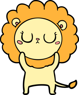 Bir insan tarafından çizilmiş çizgi film aslanı.