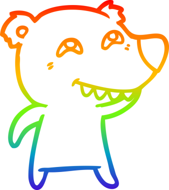 Bir insan tarafından çizilmiş dişleri gösteren karikatür kutup ayısının çizimi.