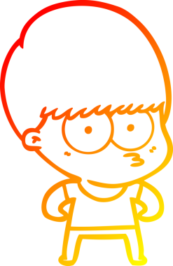 Bir insan tarafından çizilmiş meraklı bir çizgi film çocuğunun sıcak çizgi çizgisi.