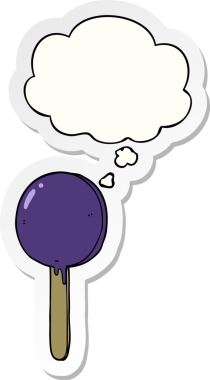 Düşünce baloncuklu çizgi film lolipopu bir insan tarafından çizilmiş bir çıkartma.