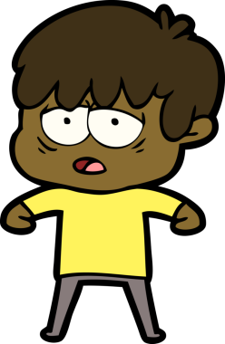 Bir insan tarafından çizilmiş bitkin çocuk çizgi filmi.