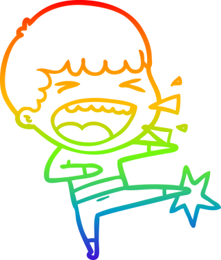 Gökkuşağının gradyan çizimi bir insan tarafından çizilmiş gülen bir adamın çizimi.