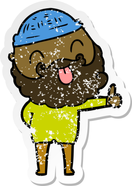 Bir insan tarafından çizilmiş sakallı bir adamın sıkıntılı çıkartması.