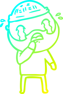 Bir insan tarafından çizilmiş ağlayan sakallı bir adamın çizdiği soğuk çizgi.