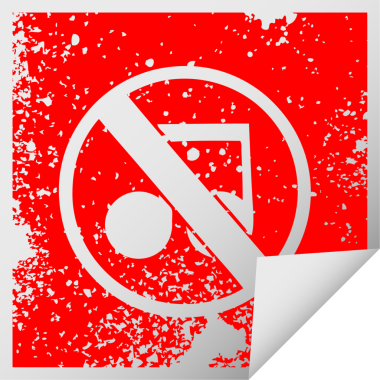 Bir insan tarafından çizilmiş müzik tabelasının sıkıntılı kare soyma etiketi sembolü