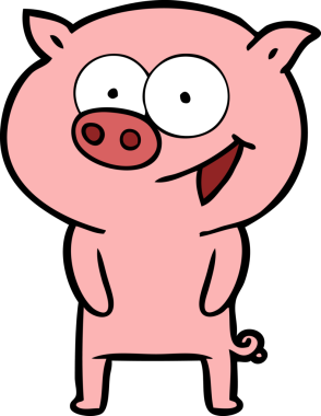 Bir insan tarafından çizilmiş neşeli domuz çizgi filmi.