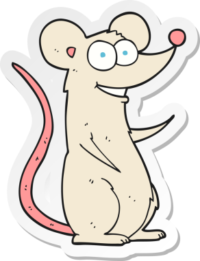 Bir insan tarafından çizilmiş mutlu bir farenin çıkartması.