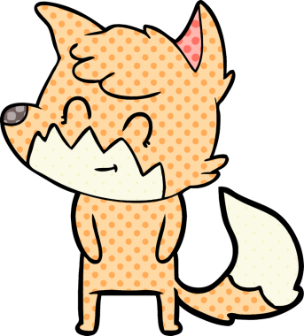 Bir insan tarafından çizilmiş çizgi film dostu tilki.