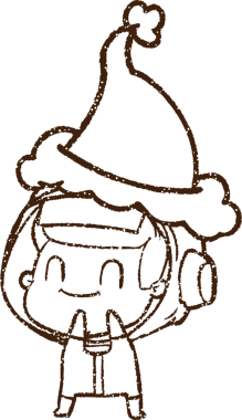 Bir insan tarafından çizilmiş Noel Astronotu Kömür Çizimi