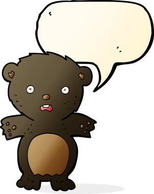 Bir insan tarafından çizilmiş korku dolu kara ayı çizgi filmi.