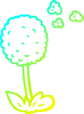 Bir insanın çizdiği karikatür çiçeğinin soğuk gradyan çizgisi.